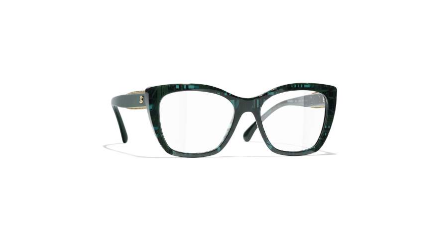Eyeglasses CHANEL CH3460 1666 52-17 Green Tweed in stock