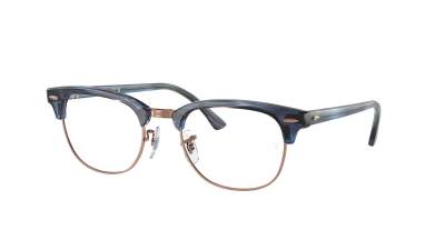 Lunettes de vue Ray-Ban Clubmaster RX5154 RB5154 8374 51-21 Striped Blue On Rose Gold en stock