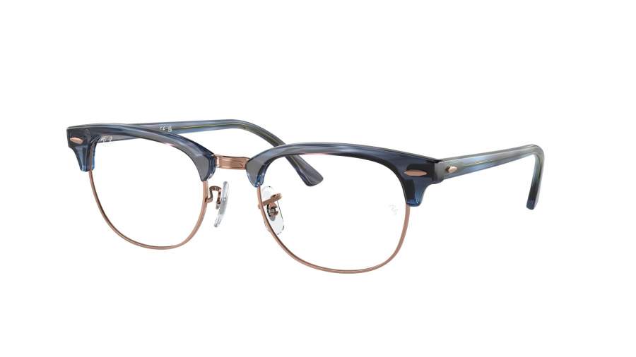 Ray-Ban Clubmaster RX5154 RB5154 8374 53-21 Striped Blue On Rose Gold