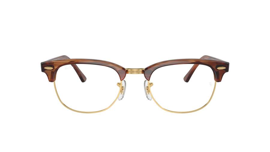Eyeglasses Ray-Ban Clubmaster RX5154 RB5154 8375 51-21 Striped Brown On Gold in stock