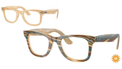 Eyeglasses Ray-Ban Wayfarer ease Change collection RX4340V RB4340V 8383 50-22 Photo striped brown in stock