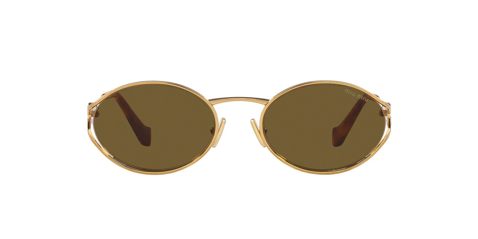 21:54 Sunglasses Miu Miu Logo MU 52YS 7OE01T 54-21 Antique Gold in stock ...