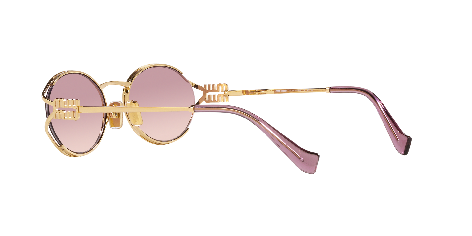 21:54 Sunglasses Miu Miu Logo MU 52YS 5AK06S 54-21 Gold | Visiofactory