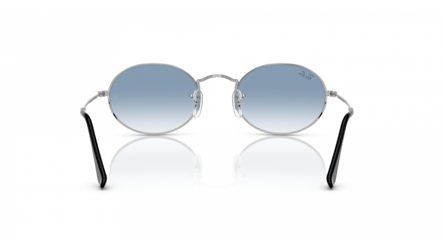 Ray-Ban Oval Sunglasses Silver Metal Frame Black Lenses w/ Case Sunglasses Ray-Ban Oval RB3547 003/3F 51-21 Silver in stock  main image 4