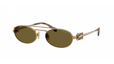 Lunettes de soleil Miu Miu Logo MU 54ZS 7OE-09Z 53-19 Brass Gold en stock