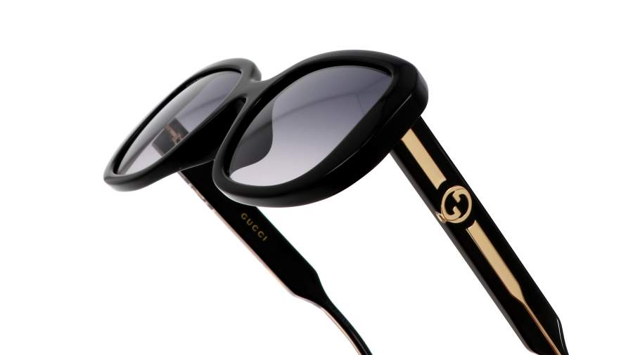 Brand New Authentic Gucci Iconic Round *Polarized* Sunglasses Black w/Gold Logos Gucci GG Logo Round Acetate Sunglasses | Neiman Marcus main image 4
