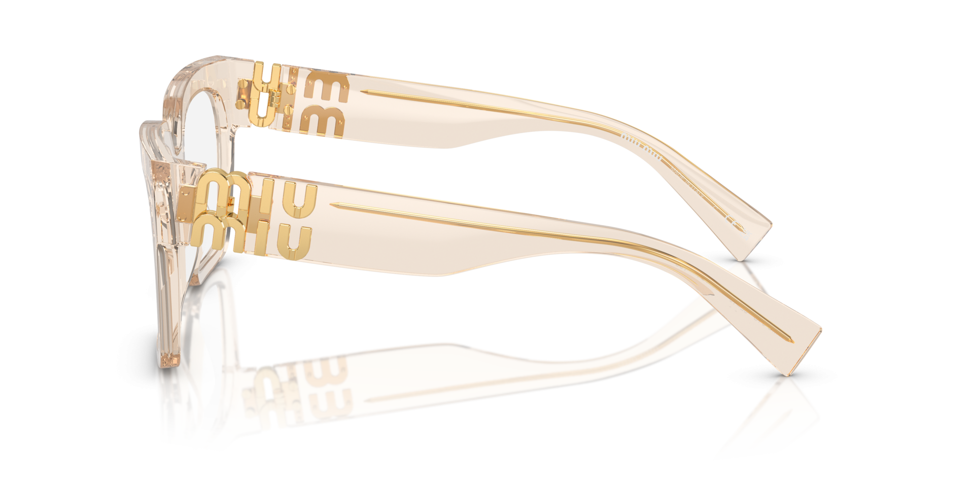 Transparent Op Brillen Miu Miu MU 04UV 11T1O1 52-19 Sand Transparent op voorraad ...