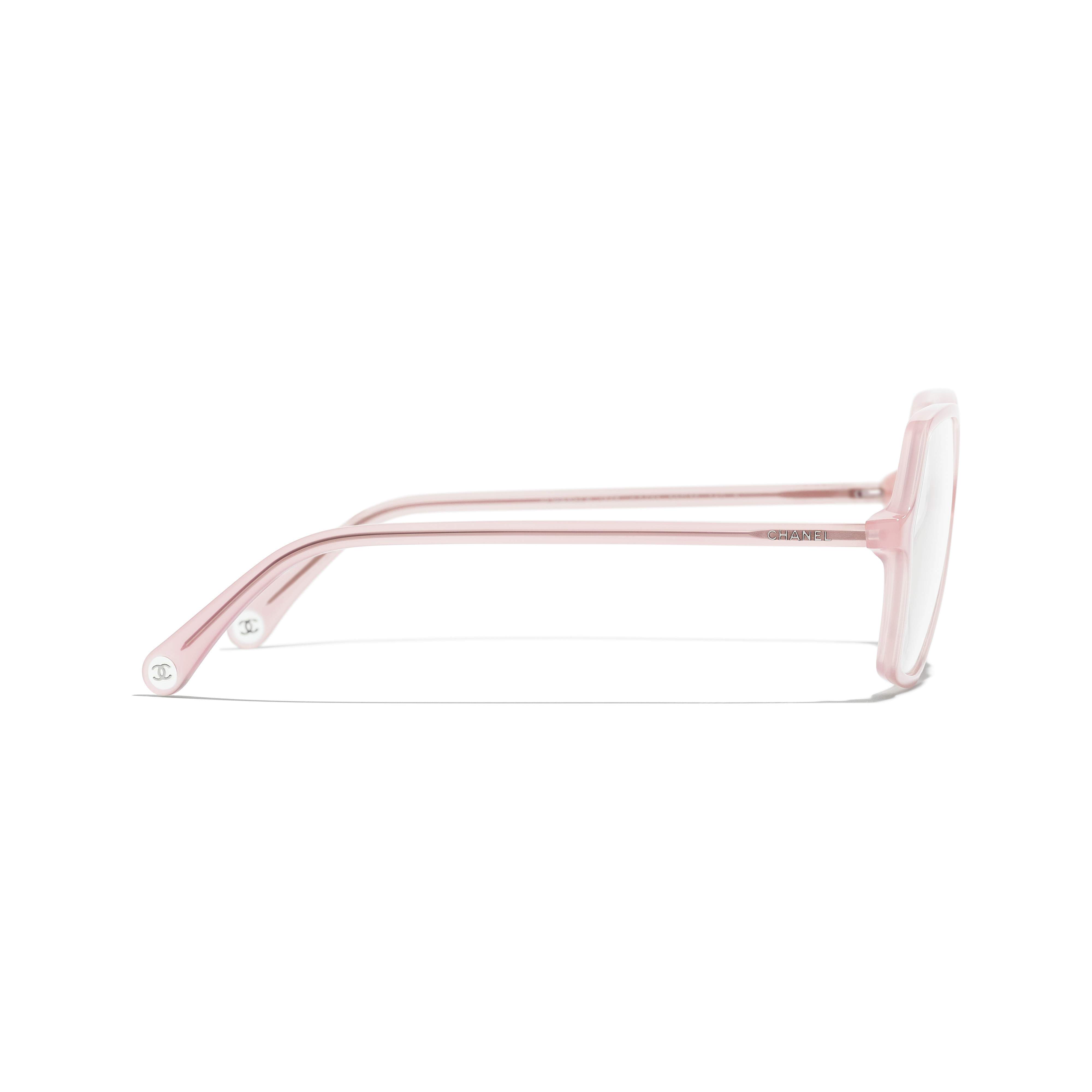 CHANEL 3447-A Hexagon Eyewear glasses Plastic pink CHANEL Sunglasses: Square Sunglasses, acetate & calfskin  main image 3