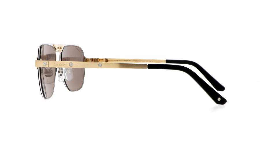 Cartier CT0532S-005 Sunglasses Silver Gold Silver Metal Cartier CT0532S 005 Sunglasses Matte Silver Silver - eye-oo.com main image 4