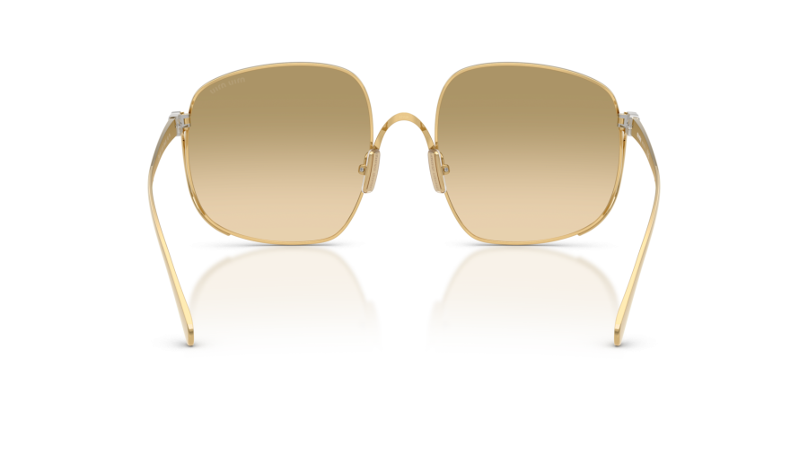 New Miu Miu MU A57S Gold Yellow Oversized Sunglasses MUA57S 5AK20S Miu Miu MU A57S M (57 - 20) with Yellow lenses and Gold  main image 3
