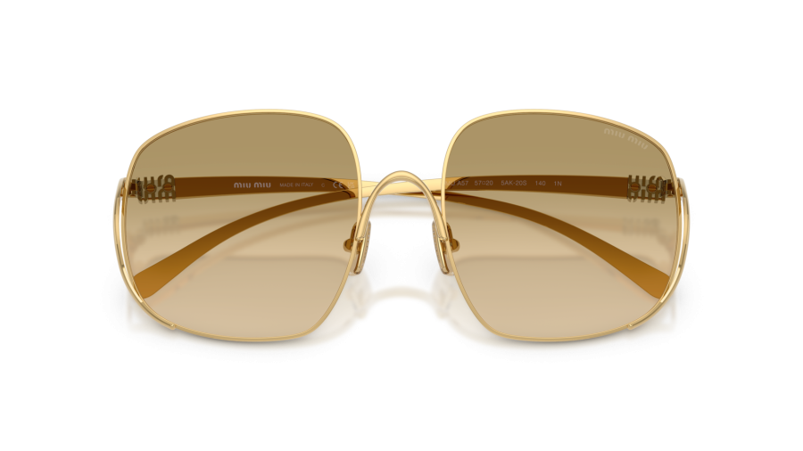 Miu Miu MUA57S 5AK20S Sunglasses Gold Square Frame, Brown Gradient Lenses Shop the Miu Miu MUA57S Sunglasses Gold/Camomilla Gradient main image 3