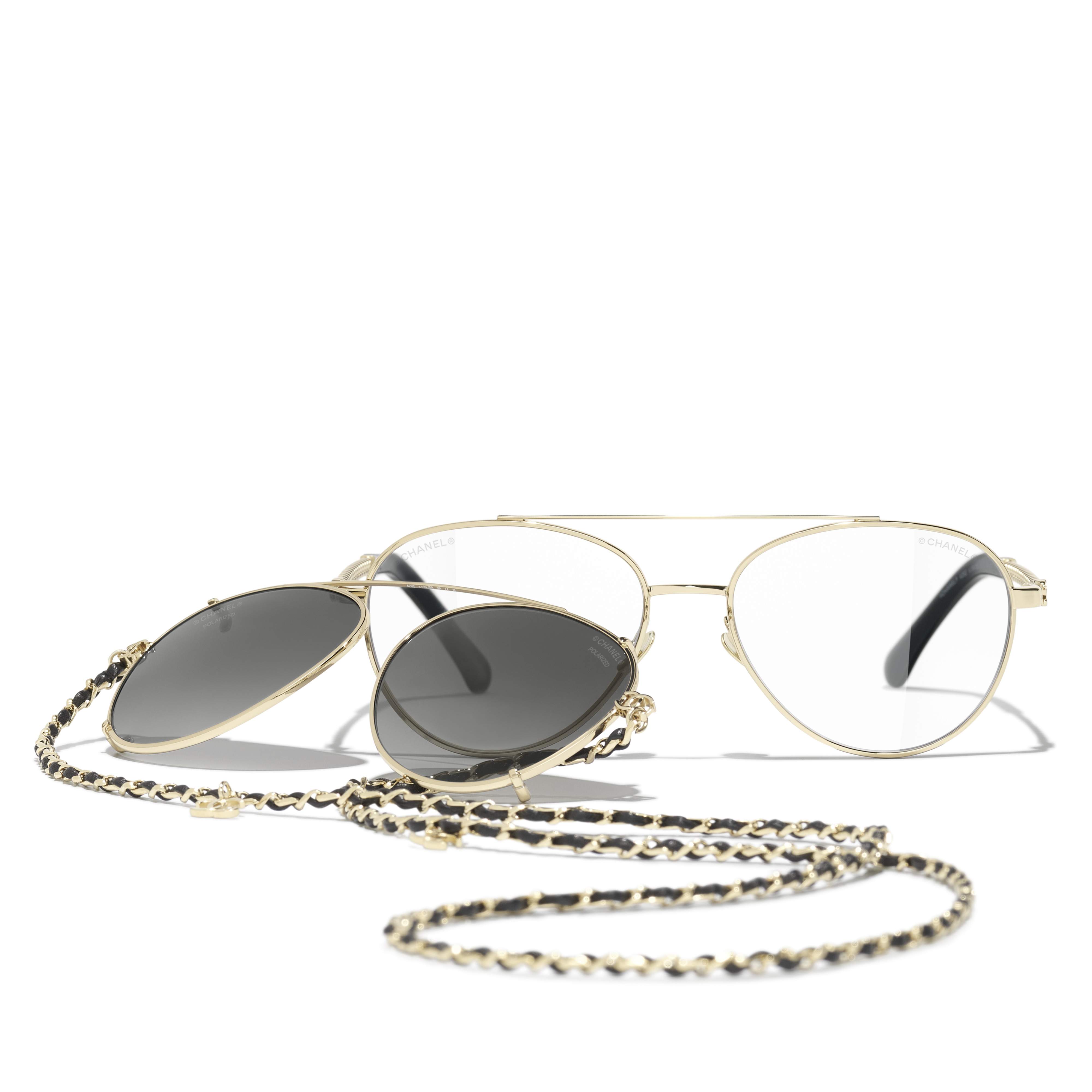 Chanel Glasses Aviator (prescription lenses) CHANEL Sunglasses: Pilot Sunglasses, metal & zirconia  main image 2