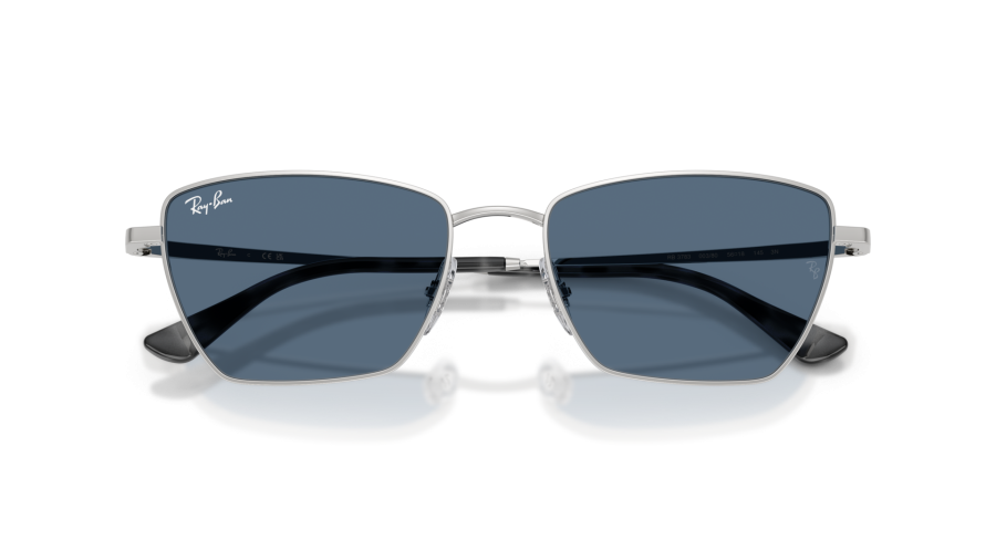 Ray-Ban Sunglasses RB3783 003/80 Polished Silver Cat Eye Frames with Blue Lenses Ray-Ban Drea Bio-Based Silver/Dark Blue 56 mm Sunglasses  main image 4