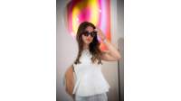 Garrett Leight Ingenue 2193 LPSTK/DGRY 52-20 Red Lips