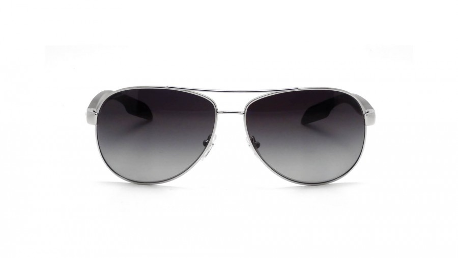 Prada Linea Rossa Benbow Silver PS53PS 1BC5W1 62-14 Large Polarized Gradient in stock