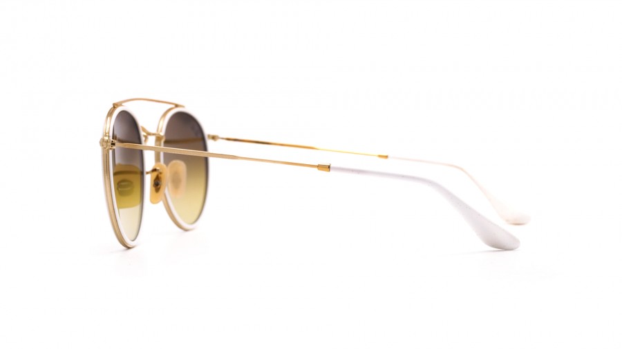Ray-Ban 3647N Round Double Bridge Mirrored Sunglasses with Case. Gold/Br… Ray-Ban Round Double Bridge M (51 - 22) with Blue lenses and  main image 4