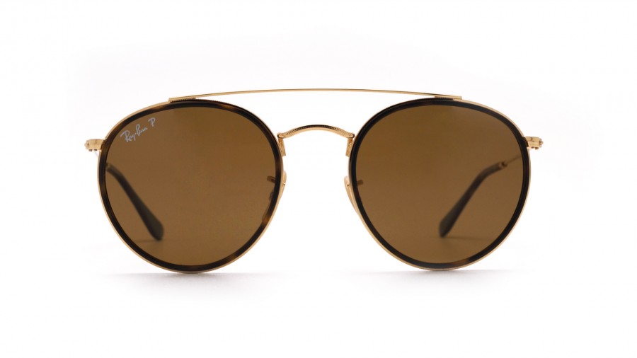 Sunglasses Ray-Ban Round Double Bridge Gold RB3647N 001/57 51-22 Medium Polarized in stock