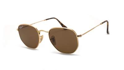 Sunglasses Ray-Ban Hexagonal Flat Lenses Gold RB3548N 001/57 51-21 Medium Polarized in stock