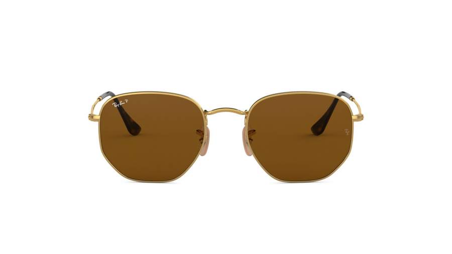Sunglasses Ray-Ban Hexagonal Flat Lenses Gold RB3548N 001/57 51-21 Medium Polarized in stock