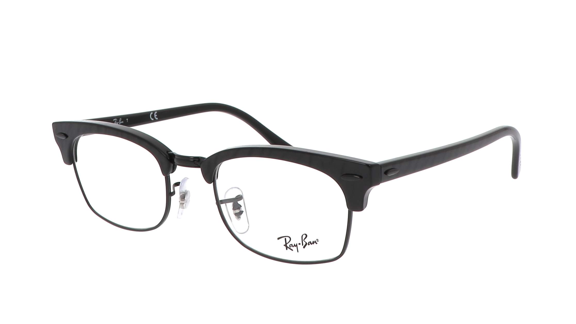 Ray Ban Clubmaster Square Top Wrinkled Black Rx3916 Rb3916v 8049 52 21 Visiofactory