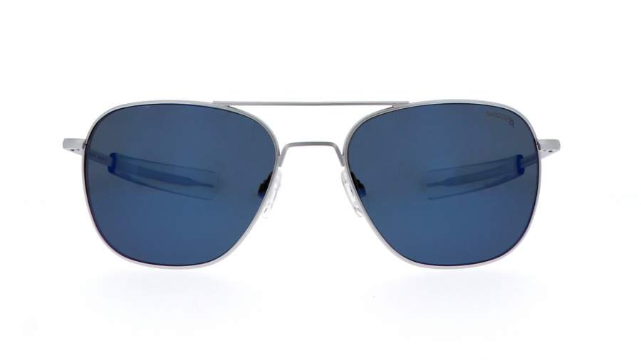 Sonnenbrille Randolph Aviator Silber Matt Atlantic Blue AF256 58-20 Breit Polarisierte Gläser Verspiegelte Gläser auf Lager