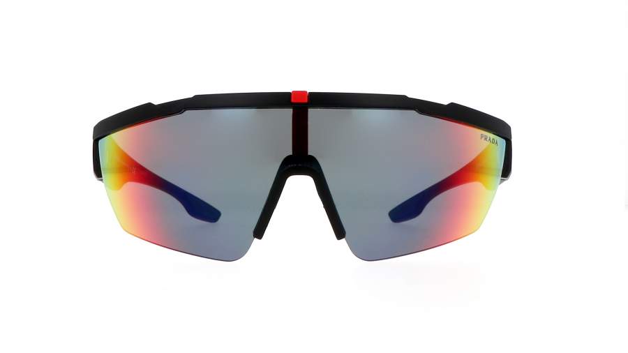 Sonnenbrille Prada Linea Rossa Schwarz Matt PS03XS DG008F Breit Verspiegelte Gläser auf Lager