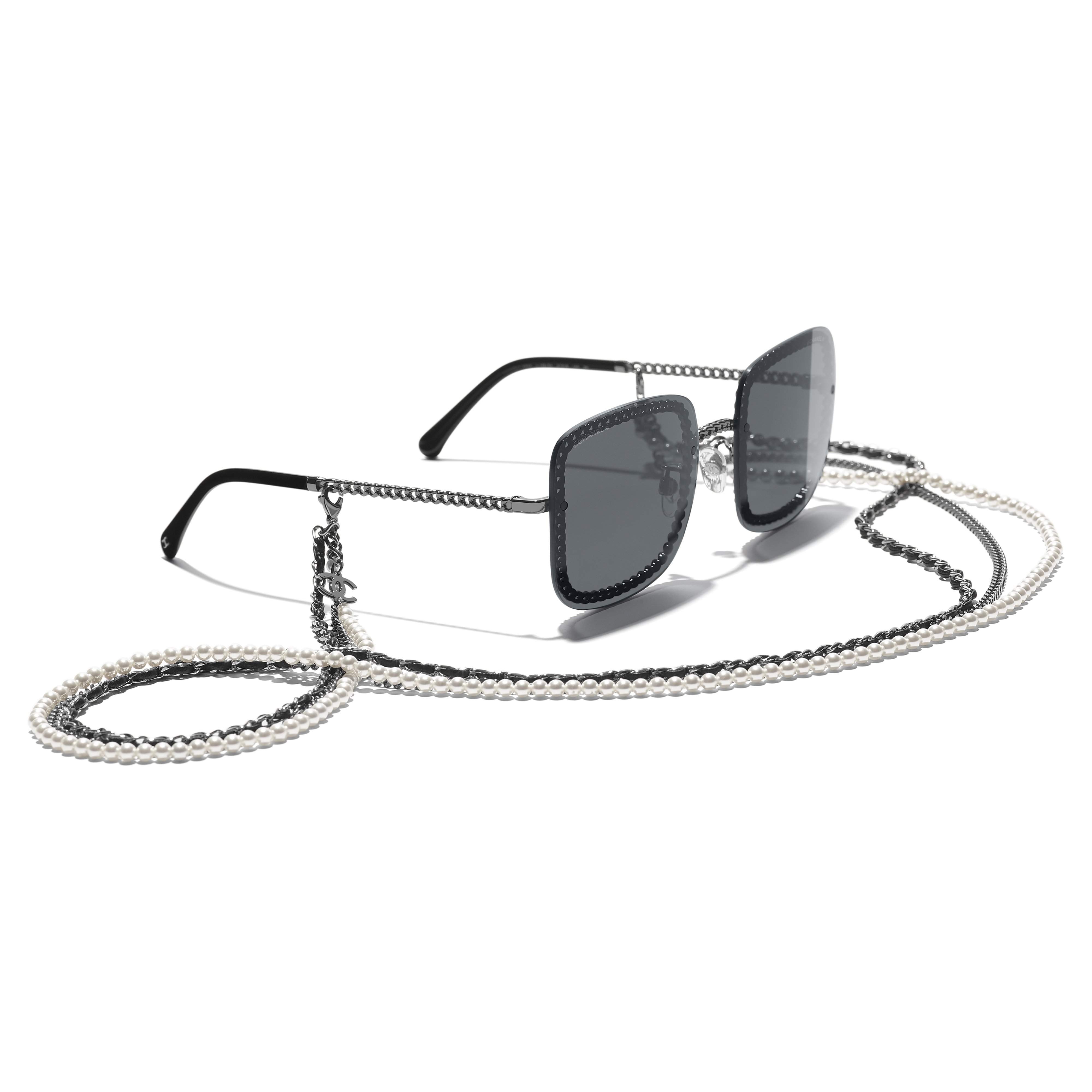 CHANEL SUNGLASSES Black and Silver Metal 4115 c.127/87 Shades