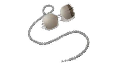 Chanel Perles de verre Argent Mat CH4262 C124/8V 59-14 Medium Miroirs en stock