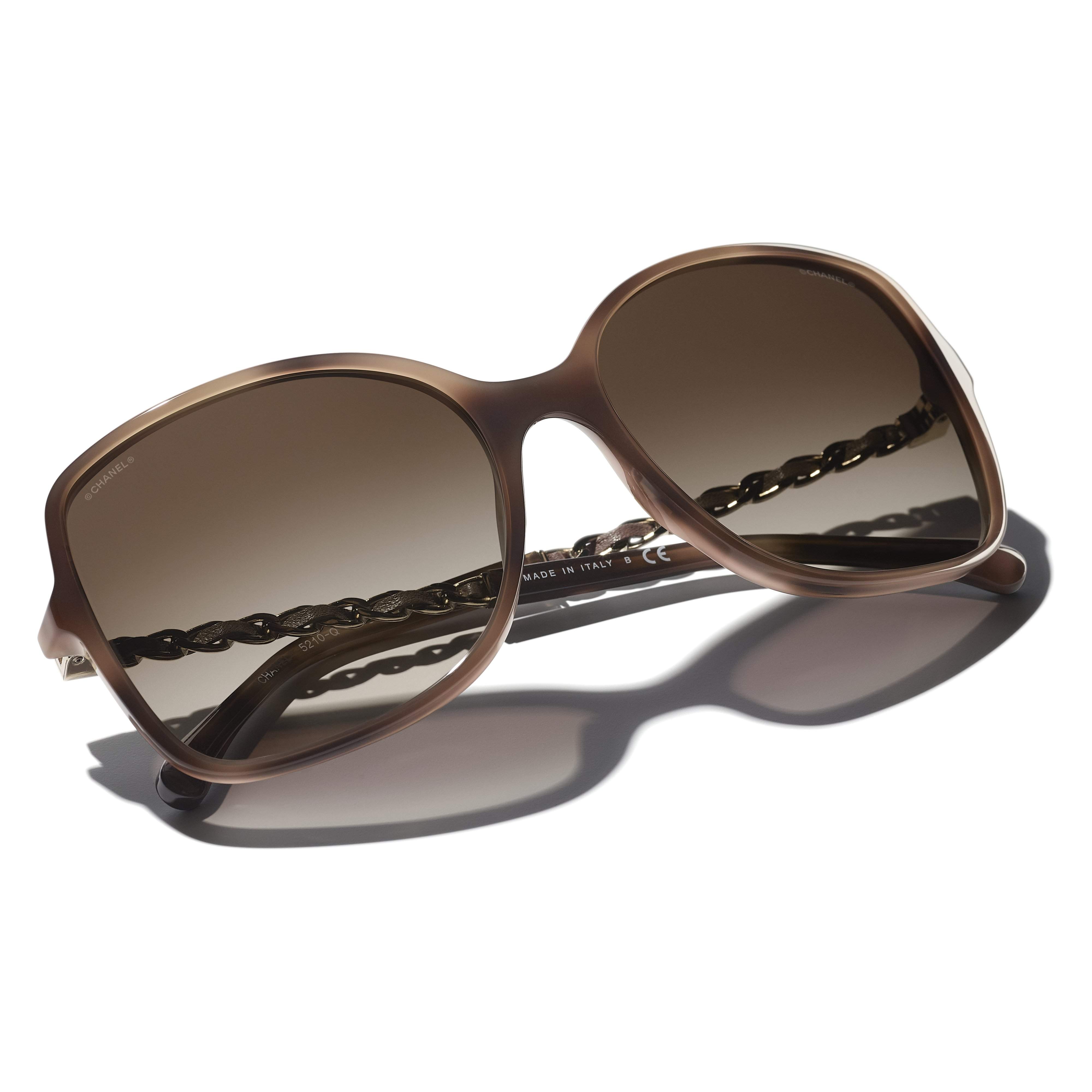 Chanel Tortoise Shell Frame Gradient Tint Chain-Link Sunglasses-5210-Q -  Yoogi's Closet