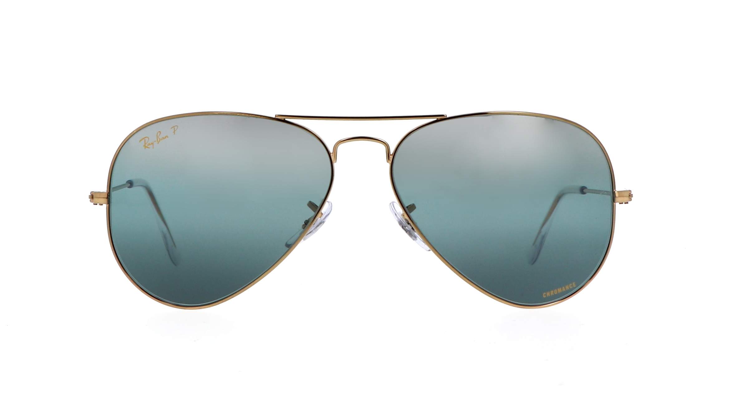 Sunglasses Ray-Ban Aviator Metal Gold Chromance RB3025 9196/G6 58-14 ...