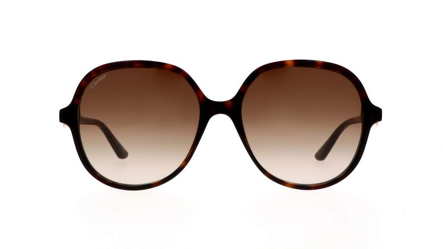 Sonnenbrille Cartier CT0350S 002 57-17 Havana Tortoise Breit Gradient Gläser auf Lager