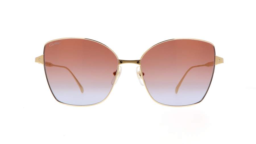 Sonnenbrille Cartier CT0328S 004 59-16 Gold Breit Gradient Gläser Verspiegelte Gläser auf Lager