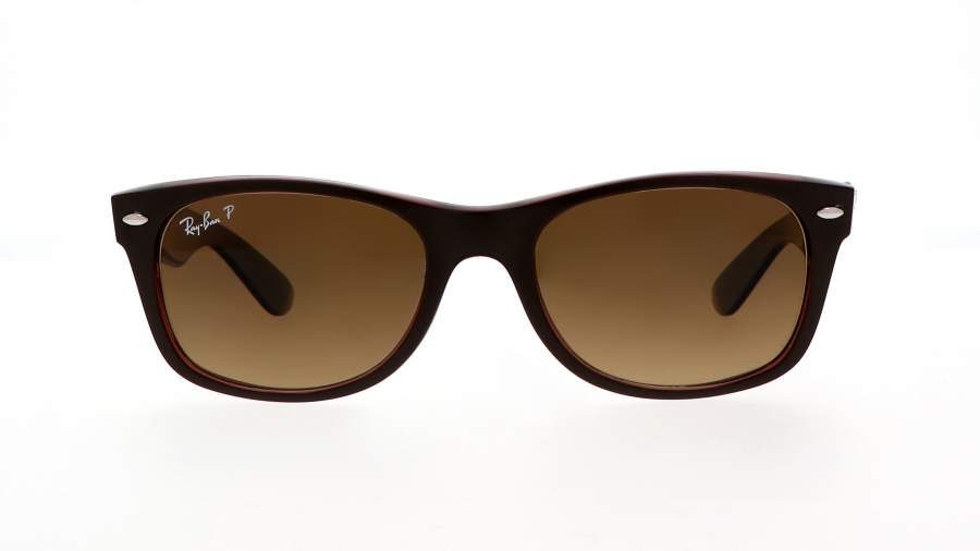 Sunglasses Ray-ban New wayfarer  RB2132 6608/M2 52-18 Matte brown on transparent bro in stock